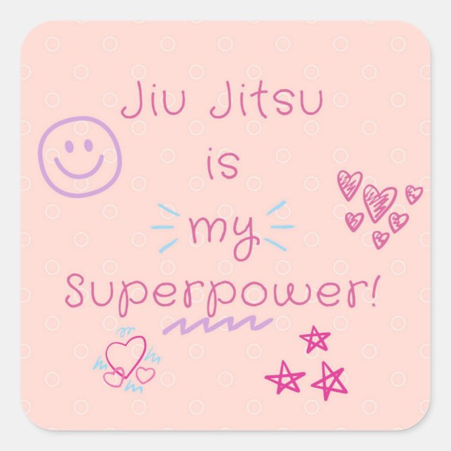 Jiu Jitsu is My Superpower! pink sticker design (Front)