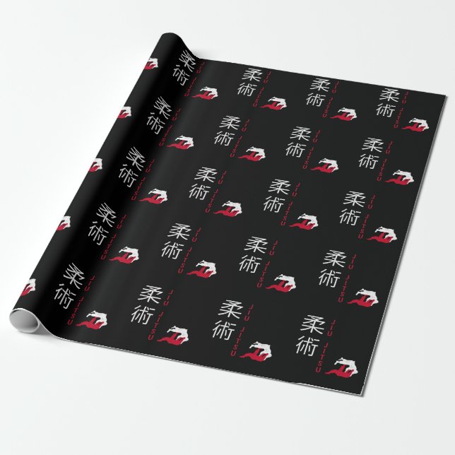 Jiu Jitsu Japanese Martial Arts Wrapping Paper (Unrolled)