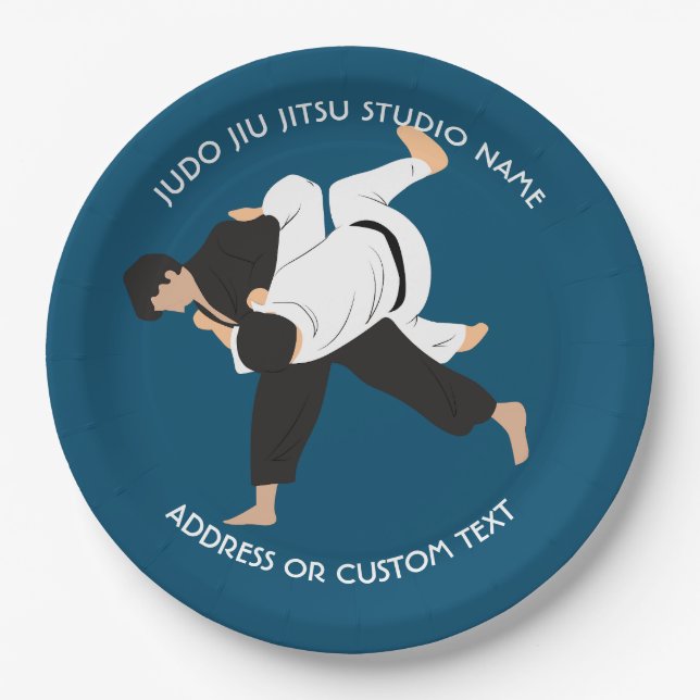 Jiu Jitsu Judo Martial Arts Studio Paper Plates (Front)