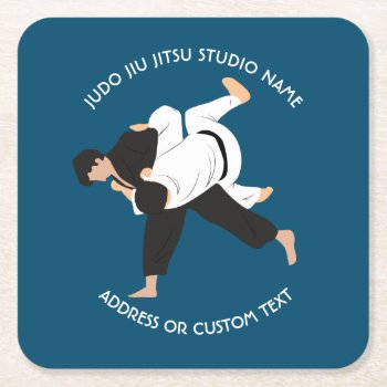Jiu Jitsu Judo Martial Arts Studio Square Paper Coaster by HumusInPita at Zazzle