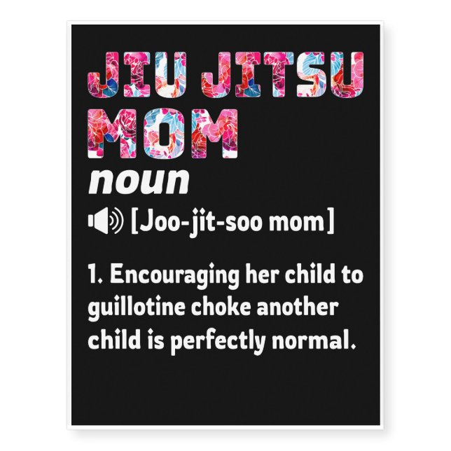 Jiu Jitsu Mom Definition Floral Temporary Tattoos (Front)