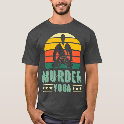 Jiu Jitsu Murder Yoga Vintage Sunset Funny BJJ T_Shirt
