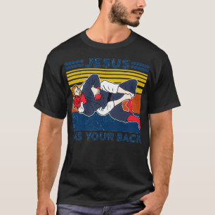 Jiu Jitsu s Jesus Has Your Back Mens BJJ MMA Jujit T-Shirt