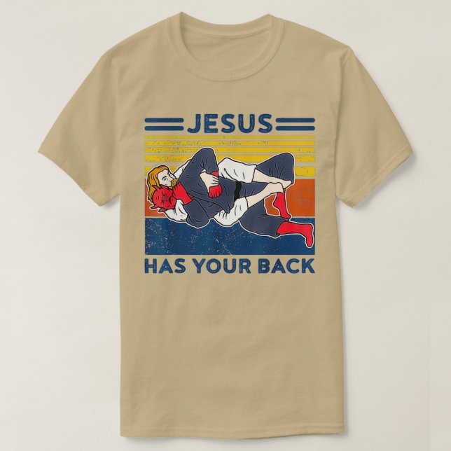 Jiu jitsu s jesus has your back mens bjj mma T-Shirt (Design Front)