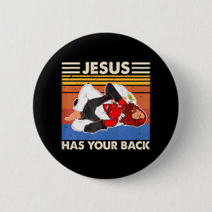 Jiu Jitsu s Jesus Has Your Back MMA Brazilian Button