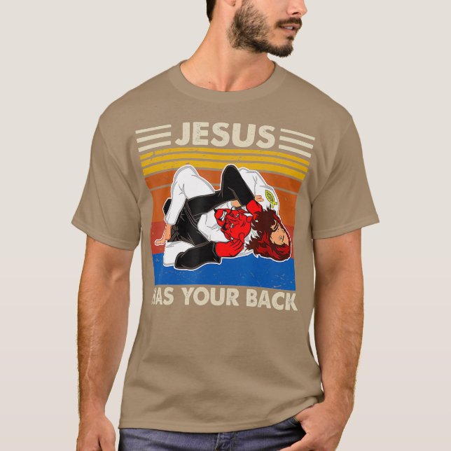 Jiu Jitsu s Jesus Has Your Back MMA Brazilian T-Shirt (Front)