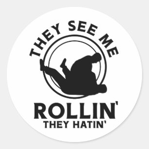 Jiu jitsu See me Rollin' Classic Round Sticker