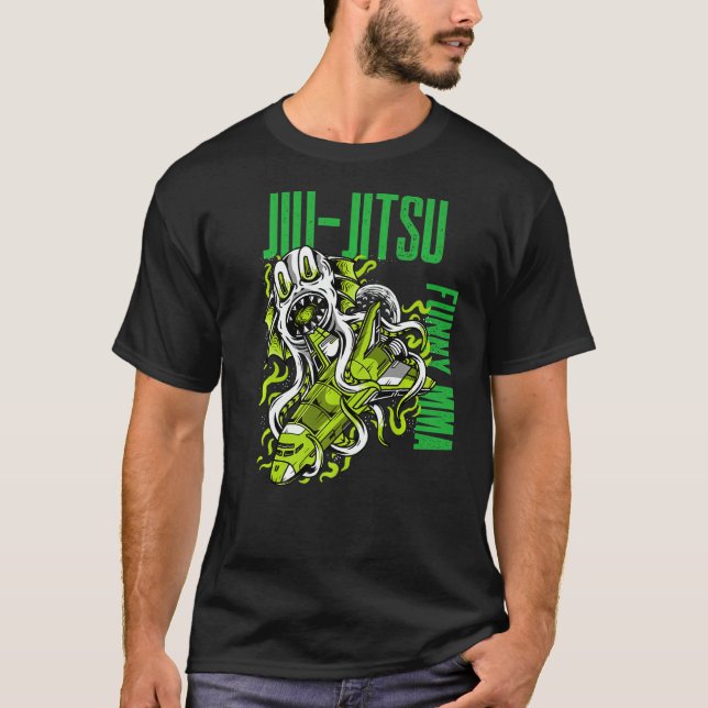 Jiu Jitsu Space Monster Rocket Ship Grapple Mma Fi T-Shirt (Front)
