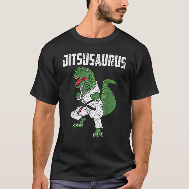 Jiu Jitsu T- Rex Black Belt Funny For Kid Men Wome T-Shirt (Front)