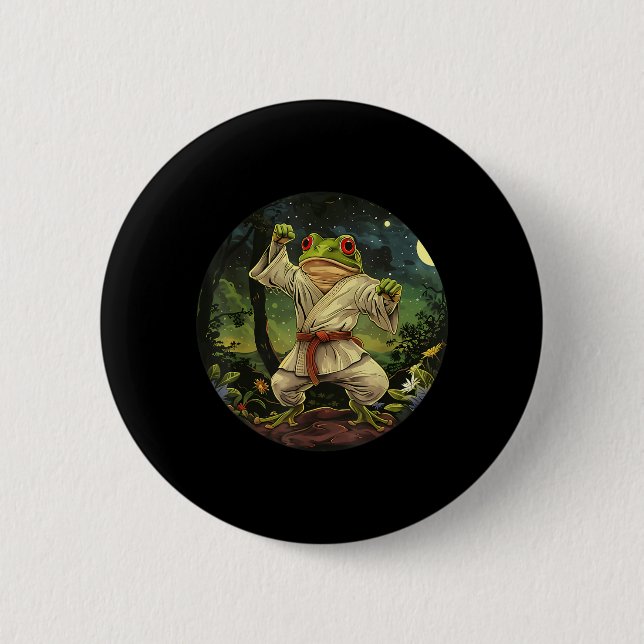 Jiu-Jitsu Toad Kickboxing Forest Taekwondo Frog Button (Front)