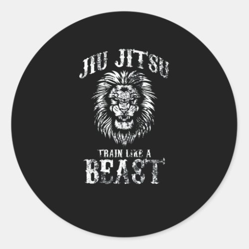 Jiu Jitsu Train Like a Beast BJJ Distressed Classic Round Sticker