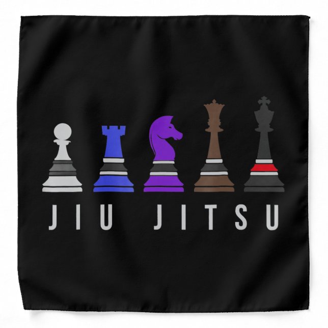 jiu jitsu training   chess, gift  bjj with text. bandana (Front)
