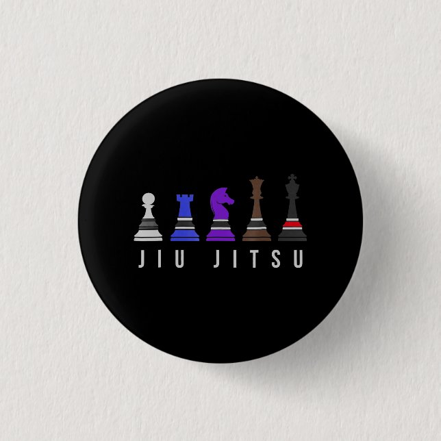 jiu jitsu training   chess, gift  bjj with text. button (Front)