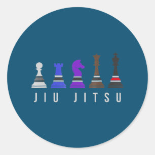 jiu jitsu training chess, gift bjj with text. classic round sticker