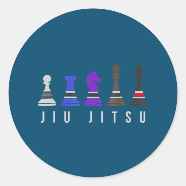 jiu jitsu training   chess, gift  bjj with text. classic round sticker (Front)
