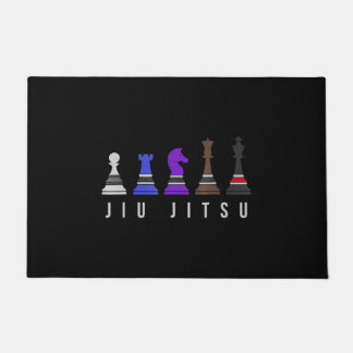 jiu jitsu training chess, gift bjj with text. doormat