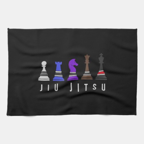 jiu jitsu training   chess gift  bjj with text kitchen towel