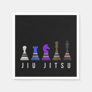 jiu jitsu training chess, gift bjj with text. napkins