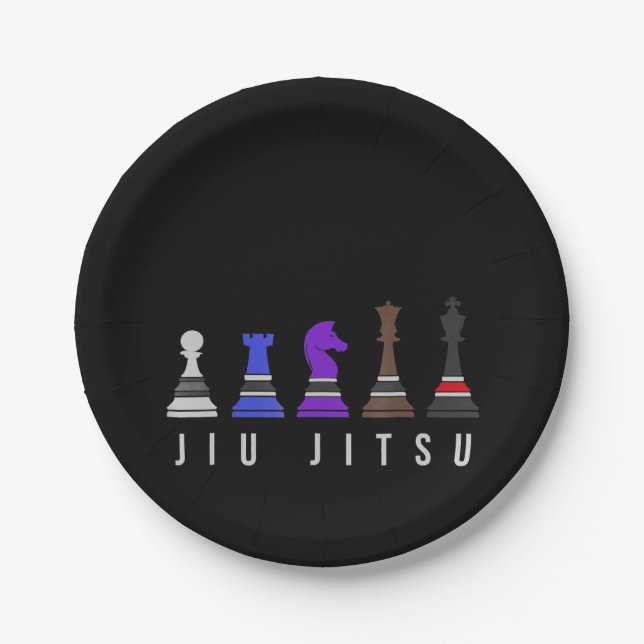 jiu jitsu training   chess, gift  bjj with text. paper plates (Front)