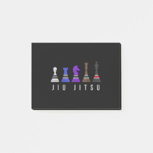 jiu jitsu training chess, gift bjj with text. post-it notes