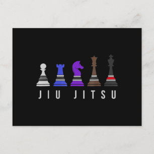 jiu jitsu training chess, gift bjj with text. postcard