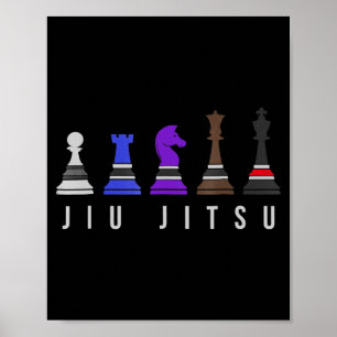 jiu jitsu training   chess, gift  bjj with text. poster