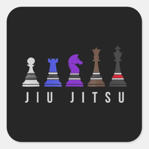 jiu jitsu training   chess gift  bjj with text square sticker