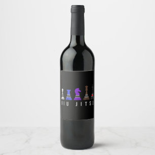 jiu jitsu training chess, gift bjj with text. wine label
