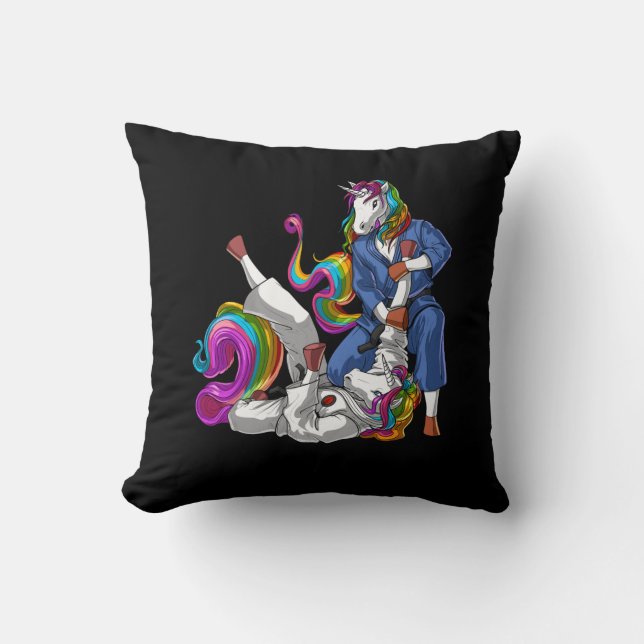 Jiu-Jitsu Unicorns Throw Pillow (Front)