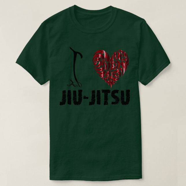 JiuJitsu white T text I love JiuJitsu T-Shirt (Design Front)