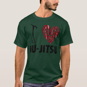 JiuJitsu white T text I love JiuJitsu T-Shirt