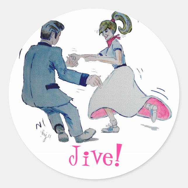Jive Fun! swing dancing rock and roll Classic Round Sticker (Front)