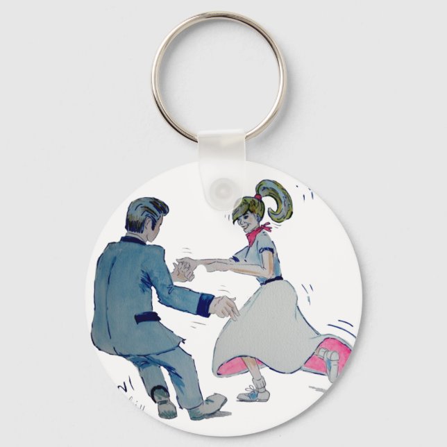 Jive Fun! swing dancing rock and roll Keychain (Front)