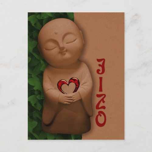 Jizō holding a heart CC0796 Sympathy Postcard