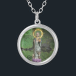 Jizo Silver Plated Necklace<br><div class="desc">Jizo (地蔵) is a Buddhist bodhisattva known as the guardian of travelers and children, particularly children who die before their parents die. He is one of the most popular figures in Japan, with statues commonly found along roadsides and in graveyards. Parents praying for the health of a sick child, or...</div>