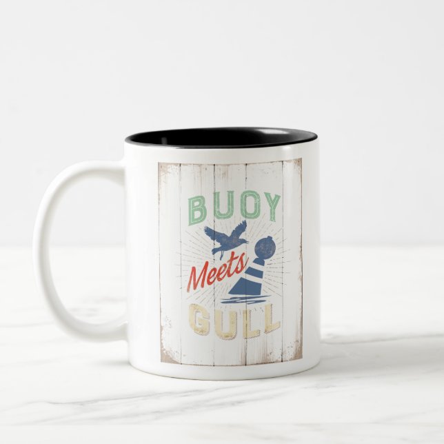JJ72 Buoy Meets Gull.tif Two-Tone Coffee Mug (Left)