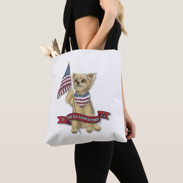 JJ The All-American Yorkie Tote Bag (Close Up)