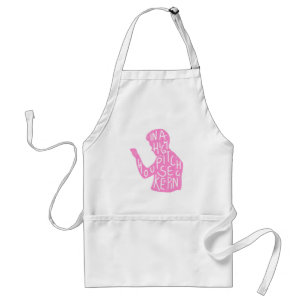 JJs silhouette housekeeping quote  in pastel pink  Adult Apron