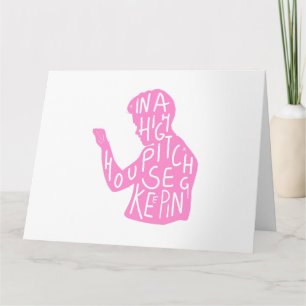 JJs silhouette housekeeping quote in pastel pink Card