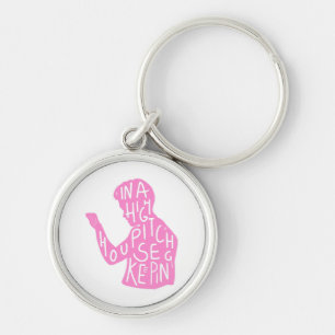 JJs silhouette housekeeping quote  in pastel pink  Keychain