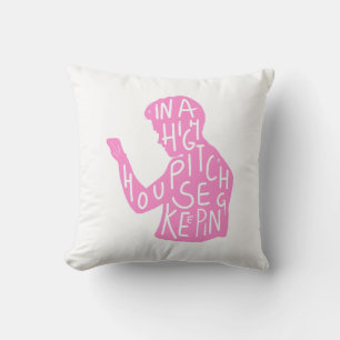 JJs silhouette housekeeping quote  in pastel pink  Throw Pillow