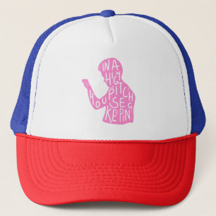 JJs silhouette housekeeping quote in pastel pink Trucker Hat