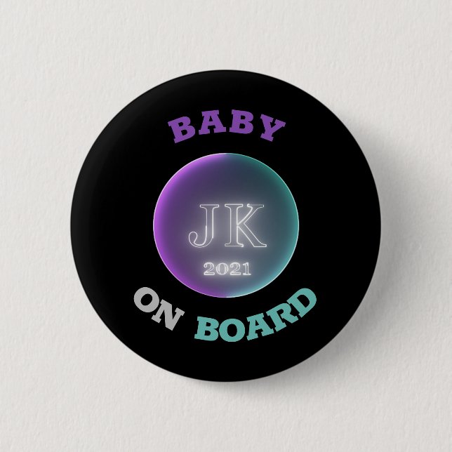 JK 2021 Badge Baby On Board Bigger Letters Button (Front)