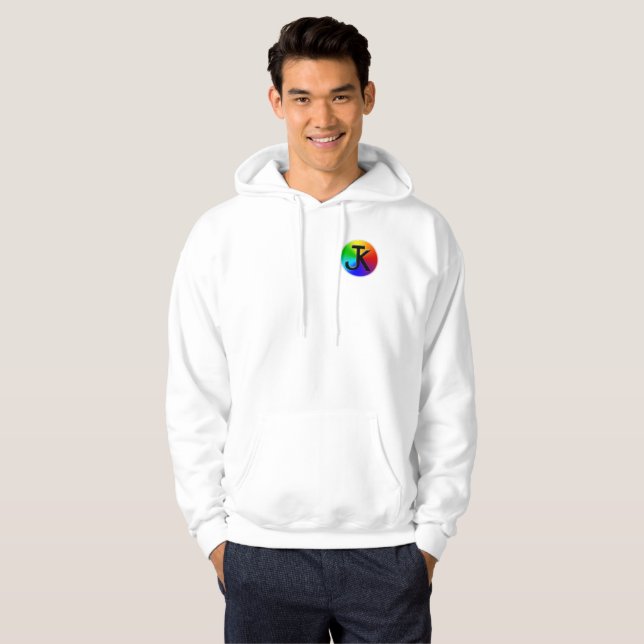 JK color wheel logo white hoodie (Front Full)