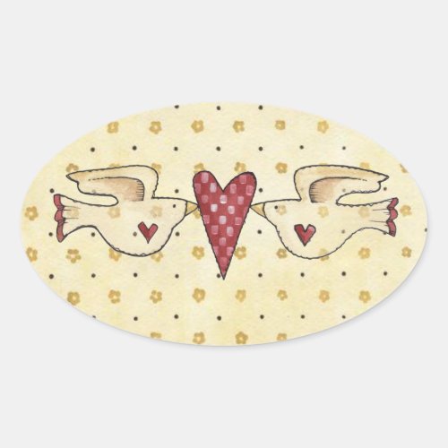 jlove birds oval sticker