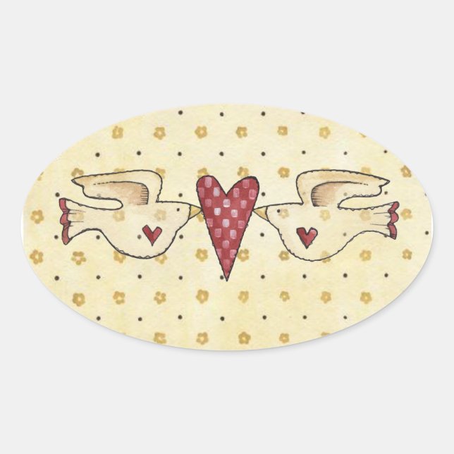 jlove birds oval sticker (Front)