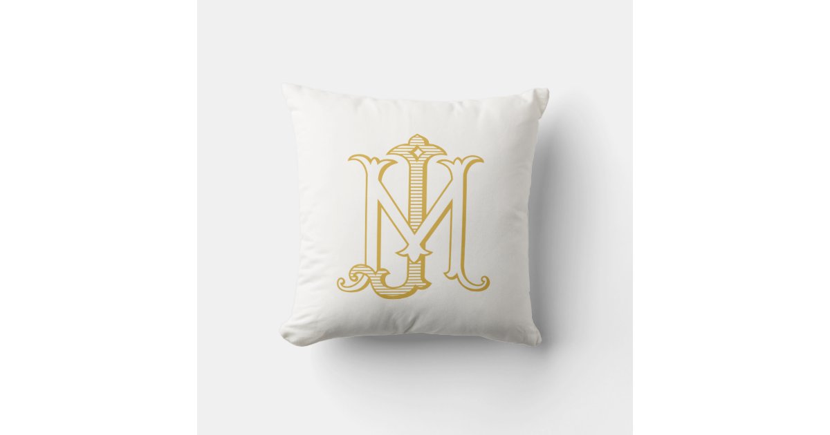 Monogram Pillow Cover or DIY Iron on for pillows, Gold Monogram