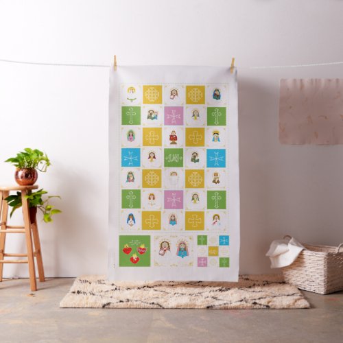 JMJ  Cute Saint Baby Quilt Squares Fabric