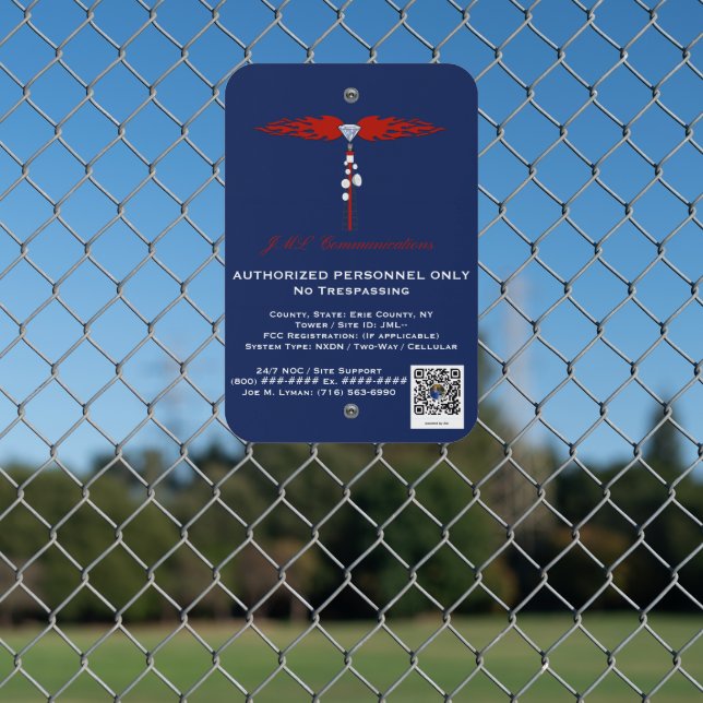 JML Communications Tower Sign (In Situ(Fence))