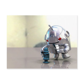 Jo Bot VS Little Blue Bot Postcard
